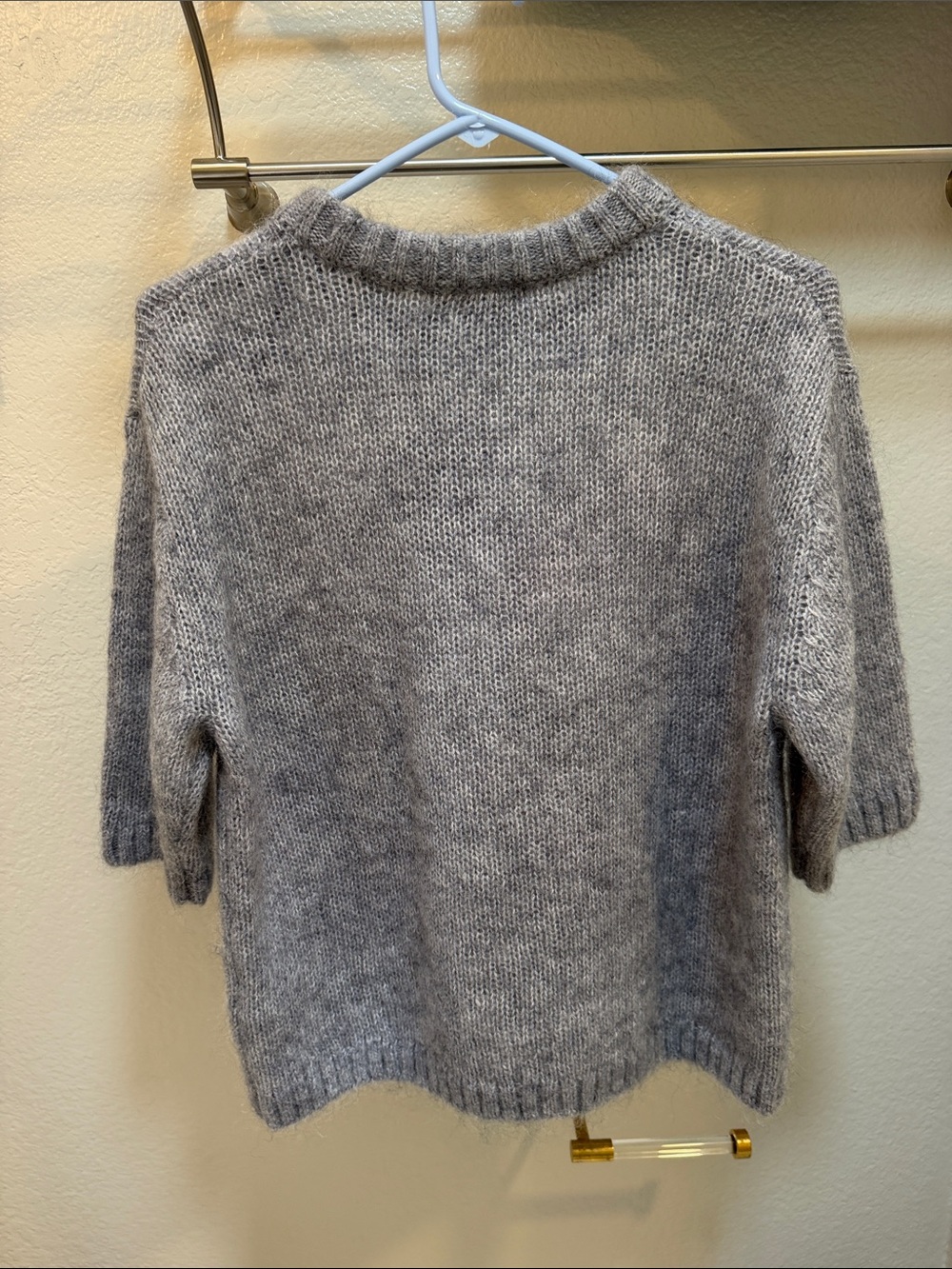 & Other Stories Heather Gray Short-Sleeve Crewneck Sweater - Picture 3 of 6